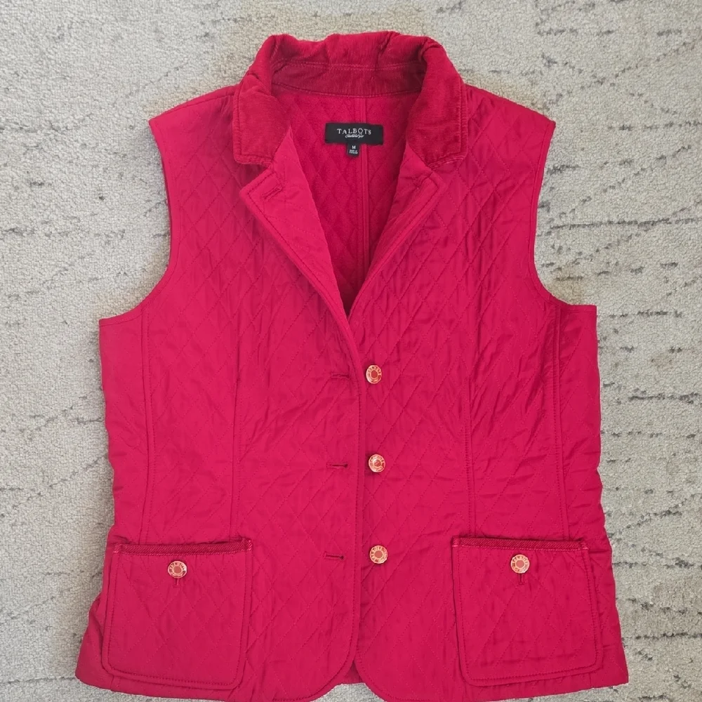 Talbots Vest Women's  Button Front Top Fleece Lined Casual Outdoors, M, Preowned - Picture 3 of 13